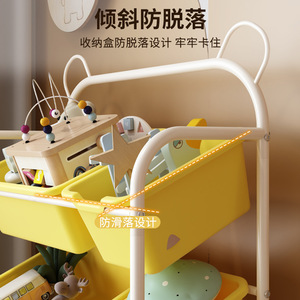 Estante de almacenamiento de juguetes para niños, contenedor organizador móvil de 4 capas para habitación de bebé con ruedas, armario multifuncional para el hogar - Product Image 3