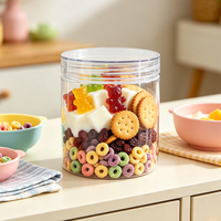 Transparante PET plastic opbergpot met brede opening, voedselveilig, voor koekjes, snoep, noten, gedroogd fruit, specerijen, aangepaste logo's, OEM, groothandel
