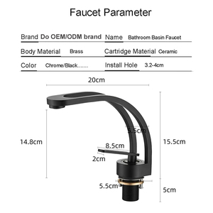 Robinet de salle de bain en laiton robinets de bassin <span class=keywords><strong>doré</strong></span> robinets d'évier noirs robinet de salle de bain à levier unique <span class=keywords><strong>mitigeur</strong></span> de <span class=keywords><strong>lavabo</strong></span> froid et chaud - Product Image 3
