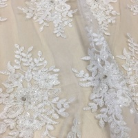 Nouvelle dentelle de mariée de luxe, écologique, de couleur blanche, brodée, tissu lourd, sequins à la main, strass, mariage, filles