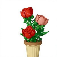 Ensemble de blocs de construction en pot Rose Concord, 204 pièces, jouet d'assemblage DIY en plastique, modèle de fleur décorative pour la maison et le bureau, pour les 7-9 ans
