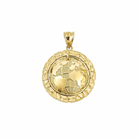Pendentif Hip Hop Carte du Monde Rond Style Fashion pour Souvenir de Vacances Rétro
