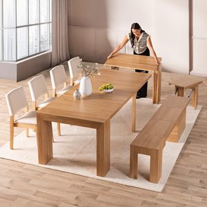 Stile moderno in legno massello allungabile <span class=keywords><strong>tavolo</strong></span> da pranzo <span class=keywords><strong>con</strong></span> <span class=keywords><strong>panca</strong></span> <span class=keywords><strong>per</strong></span> <span class=keywords><strong>cucina</strong></span> e Villa progettato <span class=keywords><strong>per</strong></span> il Comfort e lo stile - Product Image 2