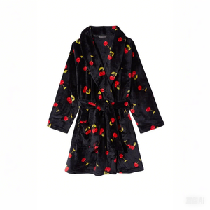 Usine Plus Size Fantasy Fluffy Cherry Flanelle Peignoir Belle <span class=keywords><strong>Chemise</strong></span> <span class=keywords><strong>De</strong></span> <span class=keywords><strong>Nuit</strong></span> Courte Surdimensionnée À Capuche Robe Confortable pour Couple D'automne - Product Image 6