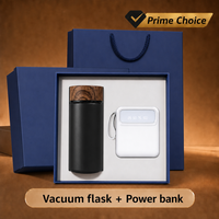 Gourde isotherme mini portable 300 ml avec batterie externe 10000 mAh, design grain de bois, ensemble cadeau créatif