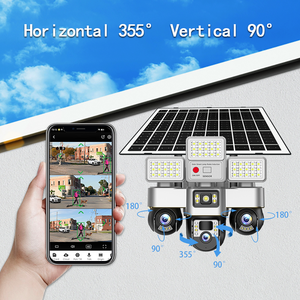 Солнечная светодиодная камера для наружного наблюдения 4G с 3 объективами, 3 PTZ, 12 МП, AI-отслеживанием, ночным видением, обнаружением движения, водонепроницаемость IP66, беспроводная. - Product Image 3