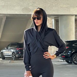 New Fasonable Slim Fit Tsrt Long Sleeved <b>Cross</b> Tie Ooded Crop <b>Top</b> Wit Digital Printing Casual Style - Product Image 3