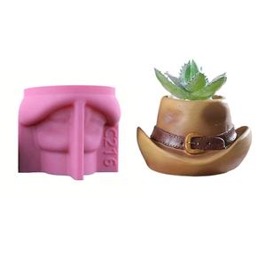 <span class=keywords><strong>Chapeau</strong></span> <span class=keywords><strong>de</strong></span> Cowboy américain vintage forme DIY silicone béton ciment plâtre cire gypse argile plâtre résine époxy moule - Product Image 1