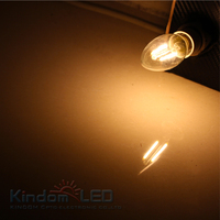 110V AC 2W 4W 6W ROHS Ampoule à filament LED en verre certifié blanc chaud sans scintillement E14/E27/B22/E17/E12