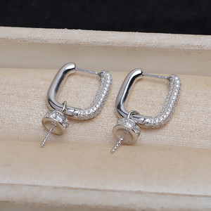 Pendientes de Plata S925 en Forma de U con Diseño Barroco, 12-20 Cierres de Perlas, Accesorios de Joyería DIY, Pendientes de Cristal Vacíos - Product Image 4