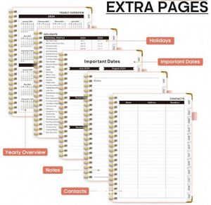 สมุดโน้ตแบบมินิมอล A5 ปกหนัง ลายเส้นแบบสไปรัล หนา  แบบถอดเปลี่ยนแผ่นได้  พร้อมสกรีนโลโก้ สีน้ำเงิน/ดำ สำหรับนักเรียนจดบันทึก - Product Image 3