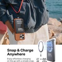 Batterie externe magnétique portable 5000 mAh, charge rapide sans fil 15 W, charge rapide PD 22,5 W, chargeur ultra fin en alliage d'aluminium avec lumière LED