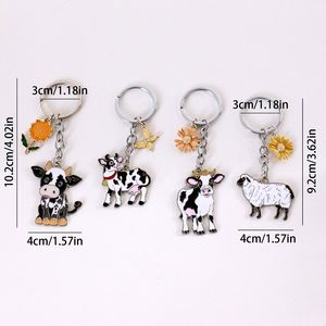 Nouveau Porte-clés en métal motif Vache Fleur de dessin animé, Chaîne de téléphone mignonne, Pendentif de sac, Décoration animale personnalisable - Product Image 3