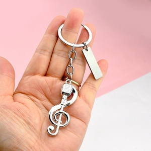 Wholesale Metal Music Note Microphone Shape Key‑ring Creative Music Symbol Keychain Souvenir For Music Studio Gift - Product Image 4