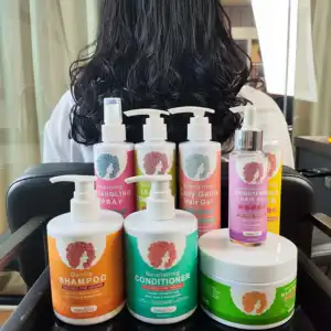Private Label Afro Hair Care Set Curly Shampoo Leave In Deep Conditioner Natural Organic Africa 4C Hair Shampoo