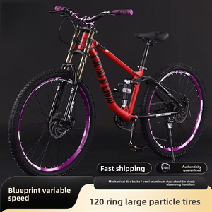 Bicicleta de Montaña de Acero de Alto Carbono con Doble Suspensión, 24/26 Pulgadas, 120 kg, 10 Velocidades, Cómoda, con Freno de Tambor - Product Image 2