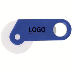 Couteau à pizza circulaire multifonctionnel en plastique avec logo personnalisé et ouvre-bouteille - Product Image 3