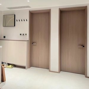 Apartamento sencillo Puerta moderna Diseño Habitación Entrada Madera Melamina Acabado Puerta Dormitorio Puertas al ras - Product Image 2