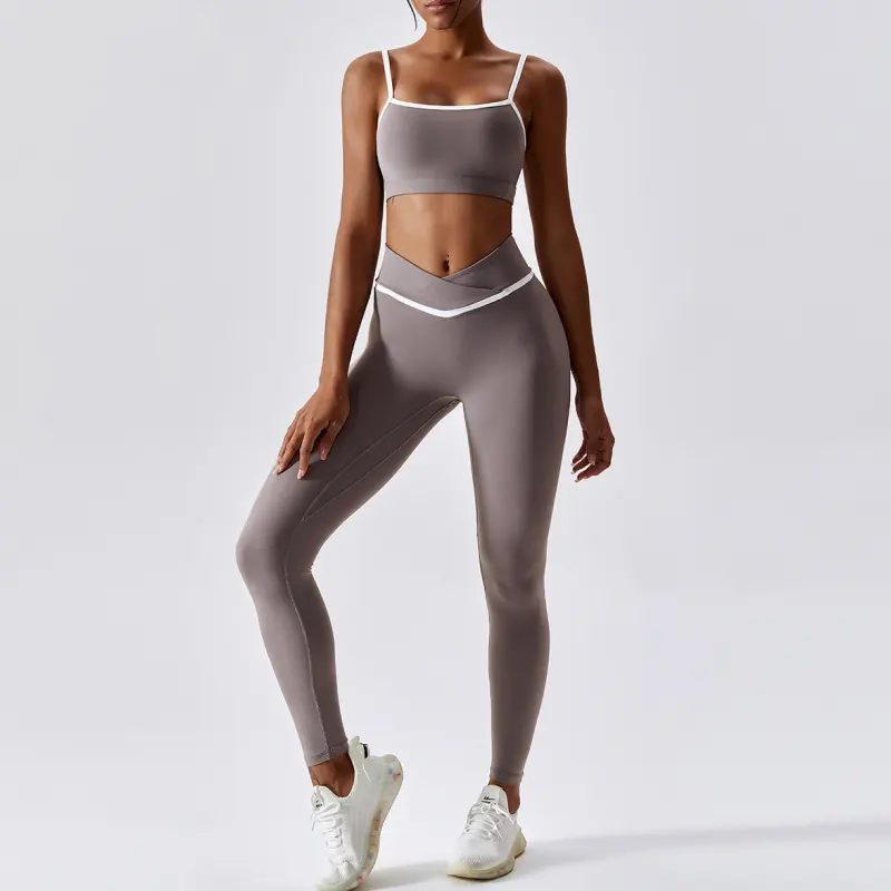 Bra Olahraga Lari Yoga Cepat Kering Kustom Dapat Bernafas Setelan Legging Gym Set Pakaian Olahraga Wanita Set Celana Pendek Kebugaran