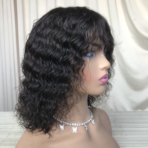 Pelo humano de la onda profunda <span class=keywords><strong>pelucas</strong></span> 10 pulgadas en venta none Peluca de encaje <span class=keywords><strong>para</strong></span> las mujeres al por mayor precio barato - Product Image 5