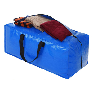 Heavy Duty Extra Large Clothing Organizer Dorm College Moving Bags Totes with Zippers Blue PE Storage Bags with Handles