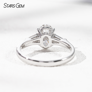 Bague Starsgem à trois pierres de 1,872 carats en or massif 10 carats, diamant de laboratoire certifié IGI, taille ovale, bague de fiançailles - Product Image 3