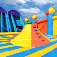 Parc d'aventure gonflable géant de 45 mètres, château gonflable, parcours d'obstacles commercial à glissades multiples pour la location d'événements