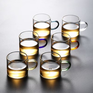Set di 6 <span class=keywords><strong>Tazze</strong></span> Personalizzate <span class=keywords><strong>da</strong></span> 100ml, Piccole <span class=keywords><strong>Tazze</strong></span> <span class=keywords><strong>da</strong></span> Tè <span class=keywords><strong>Trasparenti</strong></span> con Manico Colorato, Tazzine <span class=keywords><strong>da</strong></span> Caffè in Vetro - Product Image 6