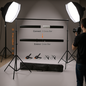 ชุดฉากหลังถ่ายภาพ DB SH ผ้าใบขนาด 2.6 ม. x 3 ม. พร้อมขาตั้งแบบยืดหยุ่นและกระเป๋าสำหรับพกพา เหมาะสำหรับงานแต่งงาน ถ่ายวิดีโอ และภาพถ่าย - Product Image 2