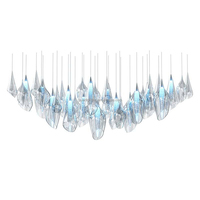 Lustre de plafond en verre bulle conique style cascade de luxe, luminaire suspendu personnalisé pour villa, hôtel, escalier, bleu ciel, effet goutte de pluie