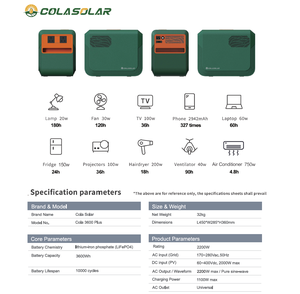 ระบบจัดเก็บพลังงานแบบพกพา Cola 3600 Plus 3.6kWh Solar MPPT 2200W Pure Sine Wave Output สำหรับบ้านและธุรกิจ กำลังไฟสูง - Product Image 4