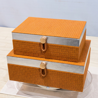 Ensemble de 2 boîtes de rangement en cuir texturé pour coffre, étui organisateur de bijoux, boîte cadeau
