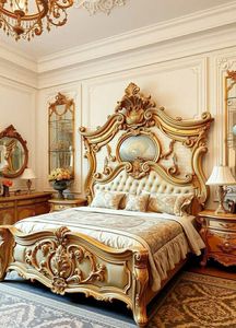 Lit de Mariage en Bois Massif Sculpté à la Main Style Royal Antique – Mobilier de Chambre de Luxe Premium - Product Image 2