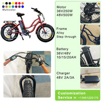 Vélo électrique à gros pneus 48V 750W 500W 15AH 20 pouces à cadre bas, batterie intégrée, vélo électrique pour femmes, cruiser