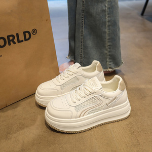 Baskets de sport décontractées confortables en cuir véritable à semelle épaisse, tendance et polyvalentes, nouveau style printemps 2026 - Product Image 4