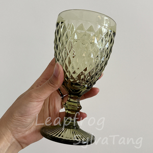 Venta al por mayor Apto para lavavajillas verde 300ml multiusos patrón prensado copa de vino <span class=keywords><strong>Vintage</strong></span> copa de boda para fiesta Hotel restaurante - Product Image 3