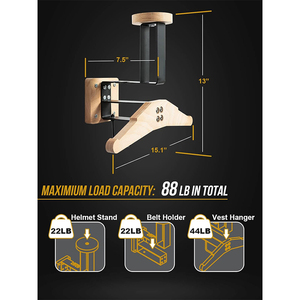 Supporto <span class=keywords><strong>da</strong></span> <span class=keywords><strong>Parete</strong></span> Intelligente per Casco Moto, Espositore di Sicurezza in MDF per Casco Moto, Gancio per Casco, Gilet e Cintura - Product Image 4