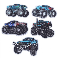 Patch brodé personnalisé Monster Truck en gros, thermocollant ou à coudre, pour veste, sac à dos, chapeau, vêtements