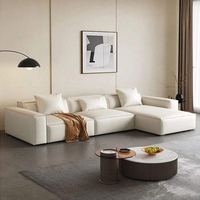 Sofa Minimalis Mewah Kelas Atas Bentuk L, Sofa Ruang Tamu Berbahan Kain Lembut dengan Area Santai, Sofa Modular