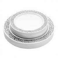 Assiettes de présentation jetables en plastique de luxe à découpe ajourée, élégantes et rondes, pour événements et banquets, directement de l'usine