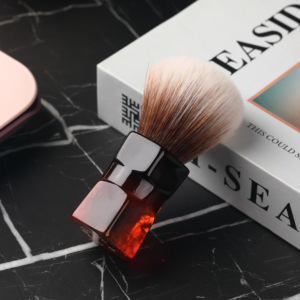 YAQI 24mm Moka Express Mew marrone capelli sintetici uomini pennello da barba logo personalizzato - Product Image 3