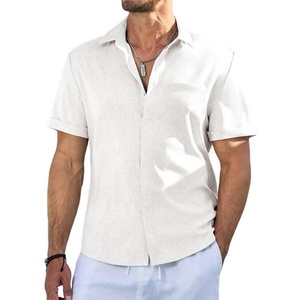 Chemises décontractées pour hommes à manches courtes et col montant, couleur unie, respirantes, imprimées, pour la plage, l'été, avec poche, ODM - Product Image 1