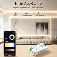Télécommande de gradation pour bande LED RGB certifiée avec synchronisation musicale, contrôle via application Zigbee/WiFi, charge maximale 288W, CE RoHS