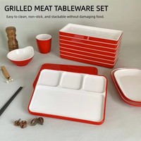 Assiettes à dîner divisées en mélamine de 10 pouces, quatre compartiments, style moderne minimaliste, assiettes pour cantine d'étudiants, assiettes pour restauration rapide