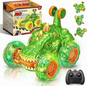 Jouet robot dinosaure télécommandé 2,4 GHz avec fonction de tête oscillante, son, lumière et brume - Product Image 1