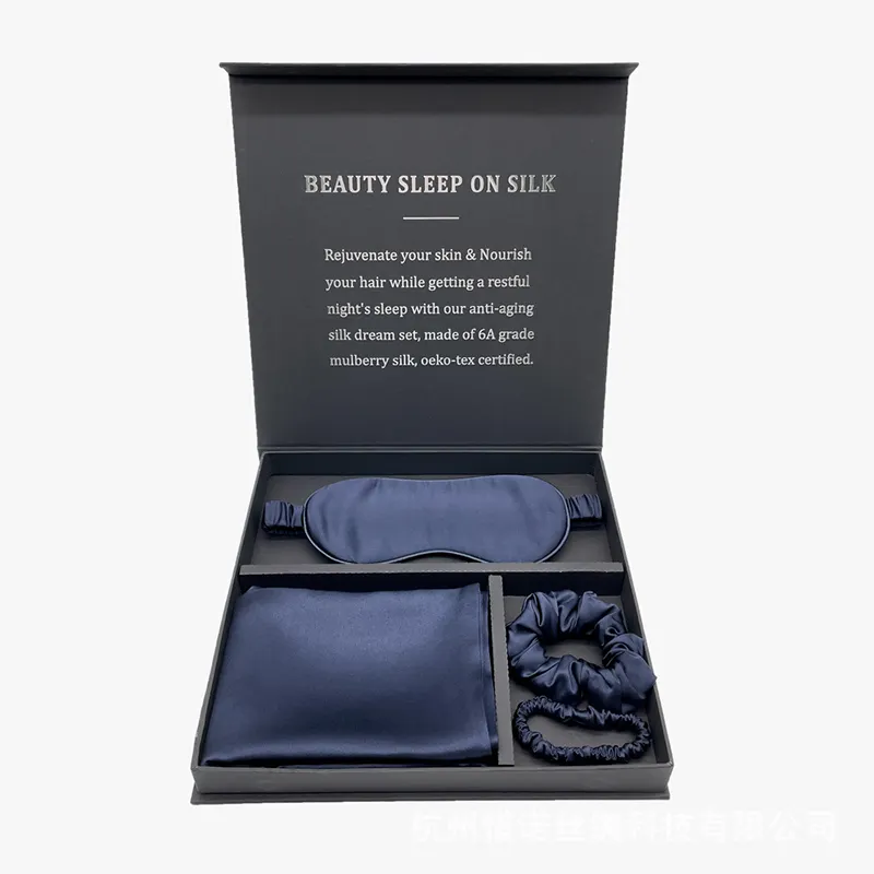 Private label mulberry silk sleep eye mask sleep and scrunchies pillow case set