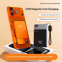 Batería Externa Magnética Metálica Delgada de Bolsillo de 5000 mAh con Soporte Oculto para Teléfono, PD 22.5W, Inalámbrica 15W, Multifuncional para iPhone