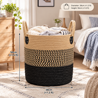 Panier de rangement tressé en fibres végétales écologiques, organisateur rustique pour articles divers, sac fourre-tout multifonctionnel avec poignées