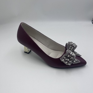 Scarpe da <span class=keywords><strong>Donna</strong></span> Convertibili con Tacco Alto, Punta Affusolata, Slip-On in PU con Strass e Fiocco, Tacco Basso, per Feste ed Eventi, Vendita all'Ingrosso - Product Image 3
