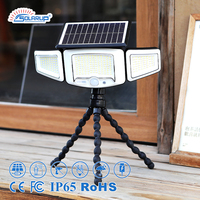 Lampe solaire murale de jardin Solarup à 3 têtes LED, trépied flexible, capteur solaire, étanche IP65, rechargeable, en ABS, portable